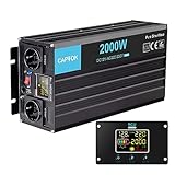 CAPTOK Spannungswandler 12V 230V 2000W/4000W Reiner Sinus KFZ Wechselrichter mit Fernbedienung 5V 2,4A USB Multifunktions-LCD-Digitalanzeige Wandler