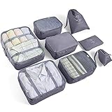 AMAYGA Koffer Organizer Set 8-teilig, kleidertaschen für Kleidung Kosmetik Schuhbeutel Kabel Aufbewahrungstasche, Reisen Organizer Tasche (Grigio) (Grigio)