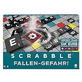 Mattel Games HLM17 - Scrabble Fallen-Gefahr (deutsche Version), Kreuzworträtsel-Brettspiel, Familien-Spiel für 2-4 Spieler für Erwachsene und Kinder ab 10 Jahren