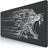 CSL-Computer TITANWOLF XXL Speed Gaming Mauspad - 900 x 400mm - XXL Mousepad - Tischunterlage mit Titanwolf-Motiv - verbessert Präzision und Geschwindigkeit - Stabiler Halt auf glatten Oberflächen