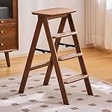 3Step Klappbarer Tritthocker aus Holz, 2-in-1, Mehrzweckleiter und Fußhocker, ideal für Zuhause, Küche, Aufbewahrungsregal und Blumenregal, kompaktes und langlebiges Design