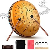 Steel Tongue Drum, PaNt 6 Zoll 11 Noten Zungentrommel Scheibentrommel Steel Pan Töne Schlaginstrument Handpan Instrument Drum mit Tragetasche, Musikbuch, Schlägel, Fingerpicks Meditation Klangheilung