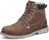 Mishansha Winterschuhe Herren Gefüttert Winterstiefel Wasserdicht Freizeit Warme Männer Winter Schuhe rutschfest Wander Schuhe Outdoor Leder Boots Braun gr.43 EU