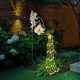 Gießkannenlicht Lichter mit Schäferhaken, LED Solar Gießkanne Lichterkette Aussen, Solarlampen für Außen Garten Wasserdicht, Vintage Lichterkette für Hofweg Balkon Terrasse Garten Deko（Warmes Licht）