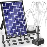 Biling Solar Brunnenpumpen 7.5W Solar Teichpumpe mit Akku, 3600 mAh Batterie Solar Springbrunnen, Solar Wasserpumpe Schwimmende Fontäne, Pumpe mit 10 Fontänenstilen für Garten,Wasserspiele,Vogel-Bad