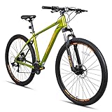 HILAND 29 Zoll Mountainbike Hardtail Mountain Bike MTB 482mm Aluminiumrahmen Hydraulische Scheibenbremse 16 Gang mit Lock-Out Federgabel grün Herren Damen