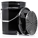 detailmate Black&White Set | Magic Bucket Wasch Eimer 20 Liter/5GAL + Schmutzsieb + Deckel schwarz | Zubehör für die professionelle Auto Handwäsche | Ideal für Autowäsche, Motorradwäsche, Autopflege