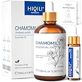 HIQILI Kamillenöl 100ml, 100% Reines Kamille Ätherisches Öl, Ätherisches Aromatherapieöl, Duftöle für Diffuser, Gesicht, Haut, Entspannung, Seifen, Bad