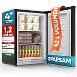 Stillstern Mini Gefrierschrank (42L) -18°C, Eiswürfelschale, Schloss, Türanschlag wechselbar, 4-Sterne Tiefkühlschrank für Camping/Büro Gefriertruhe Klein Gefrierschrank Klein Tiefkühltruhe Schwarz