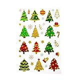 Oblique Unique® 36 Weihnachts Sticker Glitzer Xmas Aufkleber für Weinachten Tannenbaum Weihnachtsbaum Sterne Schneeflocken Weinachtskugel Weihnachtsdeko Bunt