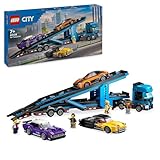 LEGO City Autotransporter mit Sportwagen, Set mit 4 Spielzeugautos für Jungen und Mädchen ab 7 Jahren, Weihnachts- oder Geburtstagsgeschenk, 4 Minifiguren für Rollenspiele 60408