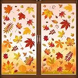 216 Stück Herbst-Fensteraufkleber, Herbst-Fensterdekorationen für Herbst, Erntedankfest, Urlaub, Glasfensterdekorationen (9 Blatt)