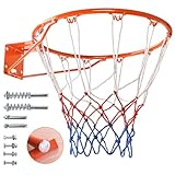 Dripex Massiver Basketballkorb Ø45 cm Wandmontage Basketballnetz mit Stahlring Basketballring mit Netz für In- und Outdoor (Orange)