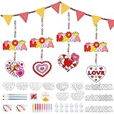 TGFIX 16pcs Basteln Kinder Herz Sonnenfänger Bastelset für Beste Mama Geschenk Fensterdeko DIY Muttergeschenke Mama Geschenke für Muttertag Mutter Geburtstag Weihnachten