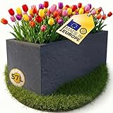 Ondis24 Pflanzkübel Vulkan, 57L Pflanzvolumen, rechteckig, Blumenkasten mit Wasserspeicher, Balkon Terrasse, Blumenkübel (Anthrazit)