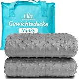 Ella Gewichtsdecke Kinder 2,4 kg 90x120 cm – Therapiedecke, für Stressabbau & Angstzustände, Hypoallergene Glasperlen, weiche & kühlende Baumwoll- Außenschicht, für Kinder von 15-25 kg – Grau Minky