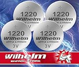 4 x CR1220 CR 1220 WILHELM Lithium Knopfzelle 3V 40mAh ø12x2,0mm Batterie DL1220