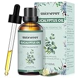 Migcaput Ätherische Öle Eukalyptusöl 100 ml,100% Reine Natürliche, Ätherisches Aromatherapieöl von Erstklassige Qualität, Duftöle für Diffusor, Luftbefeuchter, Entspannen, Massage, Bad