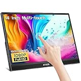 Tragbarer Monitor Touchscreen,14 Zoll FHD 1920x1080 Laptop Monitor USBC HDMI IPS Display Kickstand &Lautsprecher,HDR Plug&Play Externer Monitor für Laptop PC Telefon Mac Xbox PS5/PS4 Switch