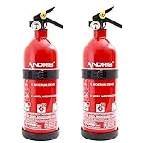 Feuerlöscher 1kg ABC Pulverlöscher mit Manometer mit KFZ/Boot Halterung DIN EN3, inkl. ANDRIS® Prüfnachweis mit Jahresmarke & Orig. ANDRIS® & ISO-Symbolschild