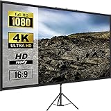 VEVOR 16:9 Beamer Leinwand 4K HD Präsentationswand Stativ Projektionsfläche 227x127cm Rolloleinwand 160-Grad-Betrachtungswinkel Leinwand 200-250cm höhenverstellbar ideal für Heimkino Tagungsraum
