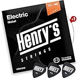 HENRYS® Gitarrensaiten E Gitarre 10-46 - Saiten für E Gitarre Light - Extra E1-Saite & 3 Plektren Gratis - E Gitarren Saiten Mit Vernickelter Außenseite & Edelstahlkern - Electric Guitar Strings