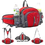 SINOKAL multifunktionale Militärstil Canvas-Pack Gürteltasche Wasser Widerstand Fanny Packungen mit Flaschenhalter für laufen, Wandern, Radfahren, Klettern, Camping Reisen (Rot)