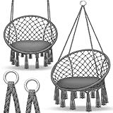 tillvex Hängesessel 200kg zum Aufhängen | Hängestuhl Indoor & Outdoor | Hängekorb wetterfest | Schaukelkorb mit Kissen