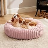 Lesure Donut Hundebett aus waschbarem Kunstfell, mittelgroß, mit Cord-Fleece und rutschfester Unterseite, rundes Haustierbett mit abnehmbarem Bezug, Blush Pink, 76,2 x 76,2 x 20,3 cm