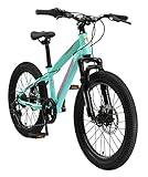 BIKESTAR Kinder Fahrrad Mountainbike 7 Gang Shimano, Scheibenbremse ab 6 Jahre | 20 Zoll Kinderrad MTB | Mint