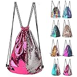 Winmany Mermaid Sequin Drawstring Backpack Glittering Reversible Dance Bag Sports Backpack Bag Outdoor Shoulder Bag