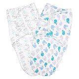 Vicloon Pucksack Baby, 2er Pack Wickel-Decke aus 100% Bio-Baumwolle, Sicherheit, Universal Verstellbare, Puckschlafsack für Säuglinge Babys Neugeborene 0-3 Monate - Blau