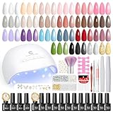 PEACECOLOR UV Nagellack Set mit UV Lampe, 22 Farben Gel Nagellack UV, 4 Base und Top Coat Matte Glitzer, Nagelset Gelnägel Starterset mit Tools für Frauen DIY Maniküre zu Hause