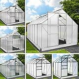BRAST® Gewächshaus Aluminium mit Fundament rostfrei 38 Modelle 190x190x195cm - 490x250x235cm TÜV geprüft 6mm Platten 190x190x195cm Grau