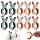 VOSSOT 10 Stück Große Klammern,Badetuch Clips,Handtuchklammern für Strandliegen,Badetuch Klammern,Große Wäscheklammern Handtuchklemmen,Strandtuch Clips,Winddicht Kunststoff Wäscheklammern,Towel Clips