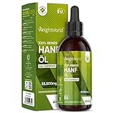 Hanföl Tropfen 60ml - 1850mg reines Hanfsamenöl - Vegan - Hanfsamen Öl kaltgepresst - Hemp Oil - Laktosefrei & Ohne Zusatzstoffe - Mit pflanzlichen Omega 3, 6 & 9 Fettsäuren - Von WeightWorld