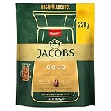 Jacobs Gold löslicher Bohnenkaffee, Instant Kaffee, 220 g im Nachfüllbeutel, für 122 Getränke