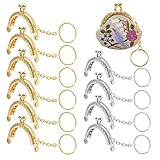 12 Pcs Geldbörse Rahmen Kuss, Retro Taschenrahmen Metall mit Schlüsselring, Geldboerse Schließe, Taschenbügel zum einnähen für Geldbeutel Handtasche DIY Handwerks Taschenzubehör（6 Silber + 6 Golden）