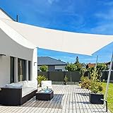LOVE STORY Sonnensegel Wasserdicht 4x4m Quadrat PES Polyester Sonnenschutz Windschutz Balkon Terrasse 95% UV-Schut,für Balkon Garten,Cremeweiß