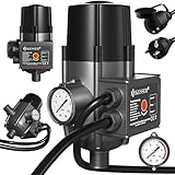 KESSER® Pumpensteuerung mit Baranzeige | mit Kabel | 10 bar Druckwächter Elektronische Pumpensteuerung | Druckschalter | überwacht den Wasserdruck - automatisches Ein- und Ausschalten Garten & Haus