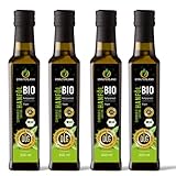 Kräuterland Bio Hanföl - Hanfsamenöl 1 Liter (4x250ml) 100% rein kaltgepresst - hoher Anteil an Omega 3-6-9 Fettsäuren - vegan in Premium Qualität