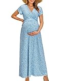OUGES Damen Maxi Umstandskleider Lang Sommer Stillkleid...