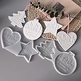 Silikonformen Gießformen Weihnachten, 4 Stück Silikonform Weihnachten Anhänger Silikonform Tannenbaum Stern Gipsformen zum Gießen Gießform Herz Anhänger Gießformen Silikon Weihnachten (A)