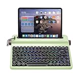 YUNZII QL75 Wireless Typewriter Hot Swap Retro Mechanical Keyboard, Punk Round Keycaps, RGB Backlit QMK/VIA Programmable, Multi-Device Keyboard mit 2.4GHz/Type-C/BT5.0 (Green, Cocoa Cream V2 Linear)