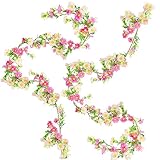 Künstliche Blumen Kunstblumen Wie Echt Deko Blumengirlande Gänseblümchen Rosa Seidenblumen Hängend Gefälschte Plastikblumen Fake Flowers Garland für Hochzeit Garten Wand Dekor 2pcs