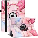 Hülle für iPad Air 2/Air 1/iPad 9,7 Zoll 2018/2017 (5./6. Generation), 360 Grad Verstellbare Schutzhülle mit Multi-Winkel Viewing und Auto Schlaf/Wach Funktion (Pink Marble)