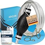 ATHELON® Handpumpe für Benzin, Diesel, Wasser & Öl - XL Umfüllpumpe inkl. Flüssigkeitsregler und 2m Schlauch - Verbesserte Schlauchpumpe [2024] - Zuverlässig & Auslaufsicher
