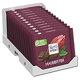 Ritter Sport Halbbitter, Zart-herbe Vollmilch-Bitterschokolade mit 50 % Kakao, ideal für Kinder & Erwachsene, 12 × 100 g