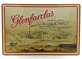 Retro Whisky Blechschild passend für GLENFARCLAS Single Malt Scotch Liebhaber und Genießer - geprägtes Blechschild für Schottland Fans, 30 x 20 cm
