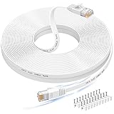 Nixsto Ethernet Kabel 20m, Cat 6 lan kabel 20meter High Speed, Netzwerkkabel, Flach Ethernet-Kabel mit Rj45-Anschluss für Router Modem, Aufwärtskompatibel mit Patchkabel Cat 7/Cat 8-Weiß